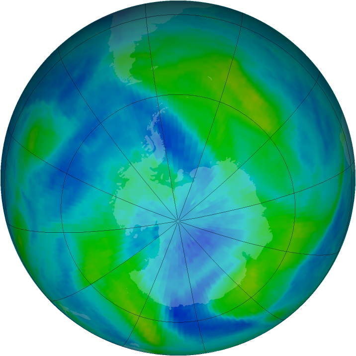 Antarctic ozone map for 19 March 2003